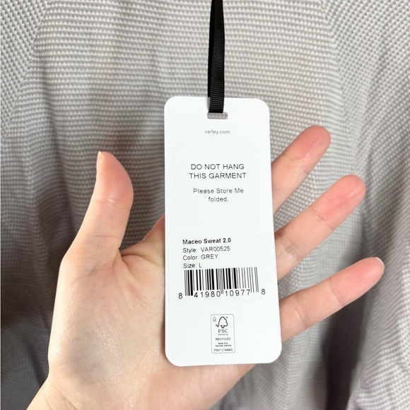 Varley grey white knit textured maceo 2.0 sweatshirt size L new - Picture 4 of 7